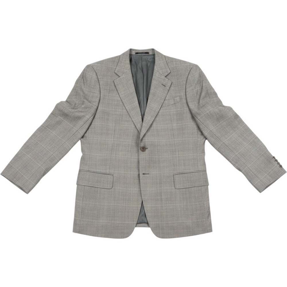 Armani Collezioni Blazer Mens 44L Gray Glen Check Plaid Sport Coat Made in Italy